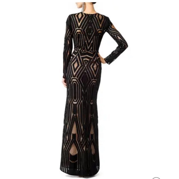 BCBG black and nude long sleeve gown - Picture 3 of 6
